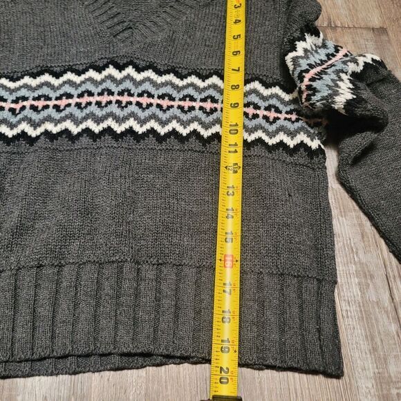 Vintage Its Our Time Medium Juniors Long Sleeves Stripe Knit Sweater Gray - Picture 6 of 7